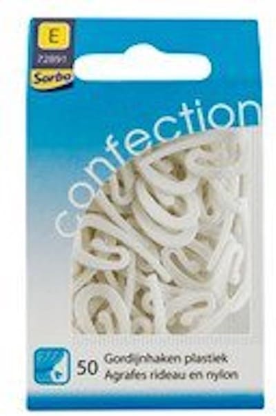 Sorbo Home Essentials gordijnhaken - 50 nylon gordijn haken - wit stevig plastic gordijnhaak