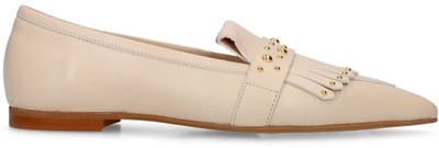 Manfield - Dames - Off white leren loafers met gouden studs - Maat 36