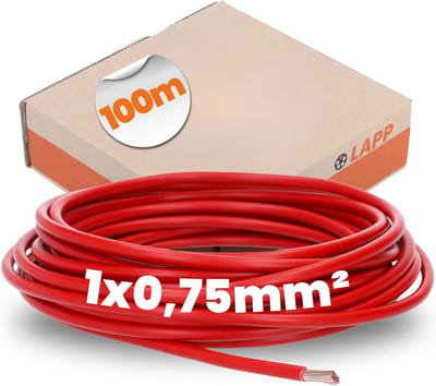 Flexibele Installatiedraad 1x0.75mm² Rood 100 Meter Koppeling