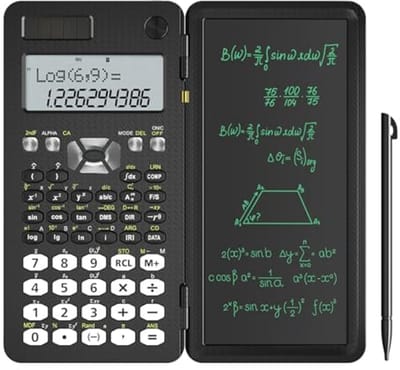 Wetenschappelijke rekenmachine met schrijftablet en zonne-energie - Draagbare, opvouwbare calculator voor studenten en professionals