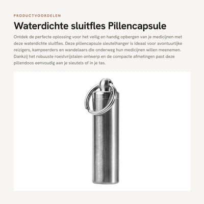 Dailygoods- Pillendoosje Klein - Waterdicht - Sleutelhanger - Draagbaar - Outdoor - Luchtdicht - Totale lengte 56,5 mm - Pillenhouder