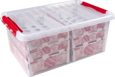 Sunware Q-line kerstballen opbergbox 45L - Voor 98 kerstballen - 60x40x26 cm