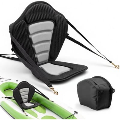 VEVOR 1 x Kajakstoel 12 mm dik, gewatteerde stoel voor stand-up paddleboard, bootstoel met rugleuning, opbergtas en verstelbare riemen voor SUP, kano, visboot, opblaasbare kajak