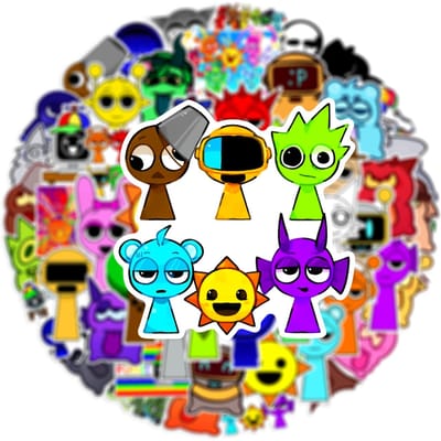 Sprunki 52 Stuks / Collectie Plakstickers Ideaal voor Skateboard Laptop Gitaar Koelkast Telefoon Bagage Gemengde Sticker Collectie Speelgoed legergroene kleur