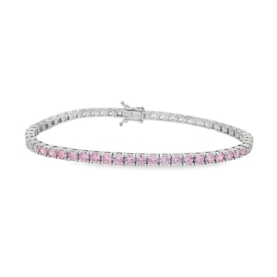 Juwelier Zwartevalk - Zilveren (gerhodineerd) tennisarmband met roze zirkonia - 23.315-P/18cm