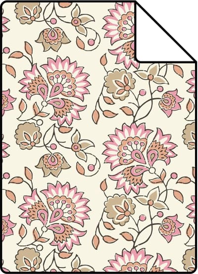 Proefstaal ESTAhome behang vintage bloemen licht roze en beige - 26.5 x 21 cm - 131817-S