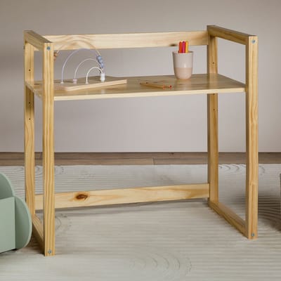 SUZA-kinderbureau, in hoogte verstelbaar, van massief hout – naturel