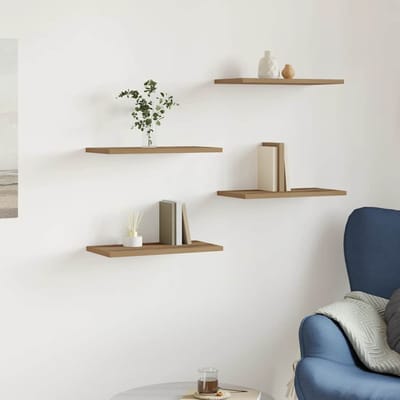 vidaXL - Wandschappen - 4 - st - 40x20x1,5 - cm - bewerkt - hout - artisanaal - eiken