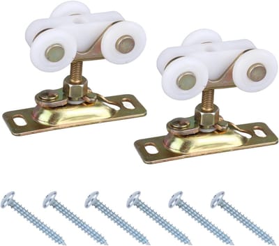 Vervangingsset voor 3/4" schuifdeuren met wielen, rolletjes en hangers voor kastdeuren en bypassdeuren (Goud)