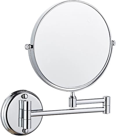 Wand Make-up Spiegel - Vergrotende Spiegel - Badkamer Gebruik - 360 Graden Draaibaar - 8 Inch Diameter - Zilver