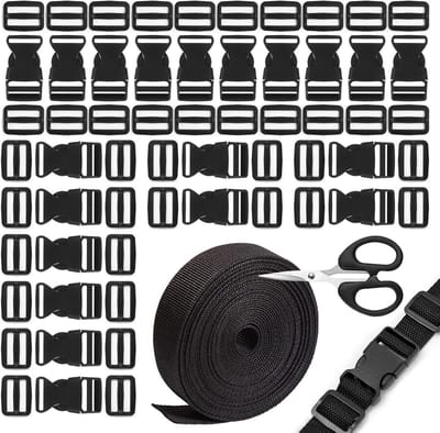 Nylon Riem Set - Bagagebanden Gespen - DIY Projecten - Duurzaam Nylon Materiaal - 25mm x 10m - Zwart