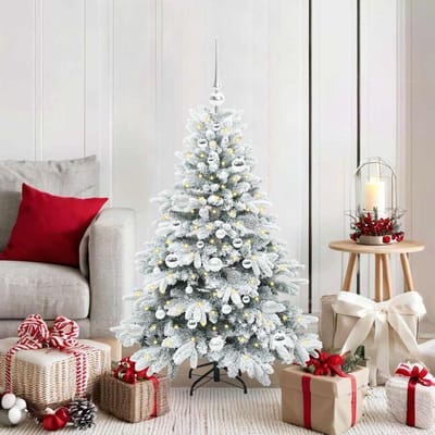 vidaXL - Kunstkerstboom - met - 150 - LED - met - standaard - Wit - 120 - cm - PE - en - PVC