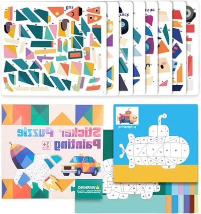 Puzzelboek Stickers - Creatieve Activiteit - Motoriek Trainen - Zelfklevende Puzzels - 26x23 cm - Dieren