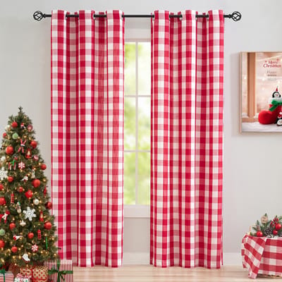 2 stuks klassieke ruit geluste semi-verduisterende gordijnen geschikt voor woonkamers, slaapkamers, eetkamers 101x160cm&Grommet Top