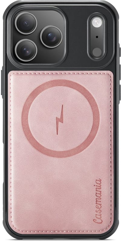 Casemania Hoesje Geschikt voor Apple iPhone 17 Pro Max - Pale Pink - Magnetische Telefoonhoesje Compatibel met MagSafe - Kunstleer Back Cover met Anti-Slip Grip Randen