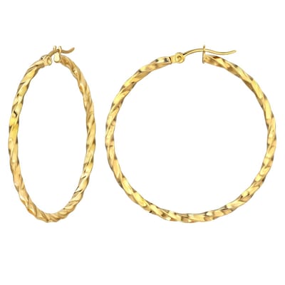 Goud kleurige stainless steel 40MM twisted oorringen | dames oorbellen | chirurgisch staal | hypoallergeen | Zilverana | RVS