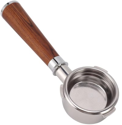 Dailygoody - Bodemloze Portafilter - Koffiefilterhouder - Massief Houten Handvat - 58 Mm - Voor Barsetto Koffiezetsystemen - Roestvrijstaal - Professi