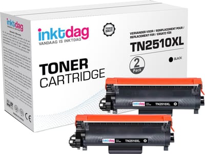 Inktdag Toner Compatibel met Brother TN-2510 XL TN2510XL TN-2510XL (2 pcs ) voor HL-L2400DW HL-L2400DWE MFC-L2800DW DCP-L2620DW MFC-L2860DWE DCP-L2627DW Met Chip