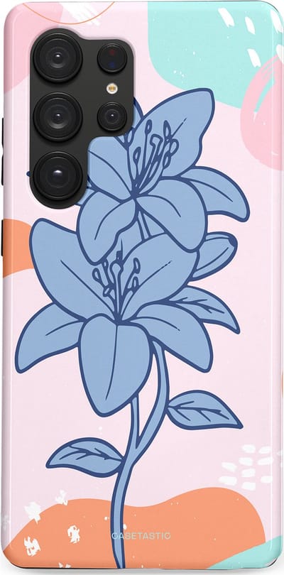 Casetastic hoesje geschikt voor Samsung Galaxy S25 Ultra - Dubbellaagse bescherming - Roze Paarse Lelie Bloemen - Fashion Case - Wit Perzik Lichtblauw Mintgroen