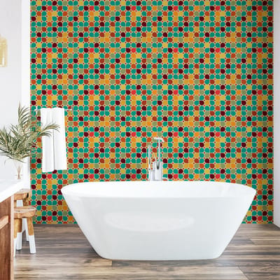 ABAKUHAUS Retro zelfklevend behang voor thuis, woonkamer en keuken, Accenture, 33 cm x 250 cm, meerkleurig