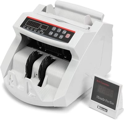Geldtelmachine Bankbiljetten - Teller Valuta - Snel Tellen - UV MG Detectie - 23.5x26x17 cm - Wit