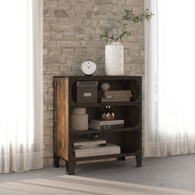 vidaXL - Opbergkast - 72x36x82 - cm - metaal - en - MDF - rustiek - bruin