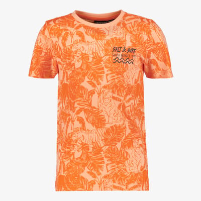 Unsigned jongens T-shirt met jungle print oranje - Maat 134/140