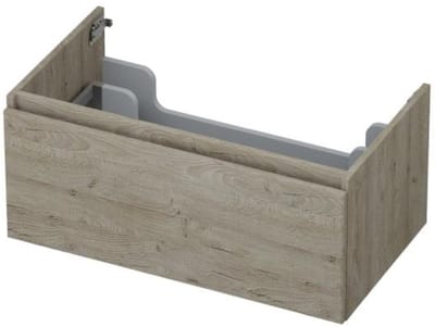 INK - Onderkast 1 Lade Greeploos met Houten Keerlijst - 800x450x350 Mm - Greige Eiken