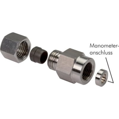 12L & G1/4'' Verzinkt Stalen Rechte Snijringkoppeling Binnendraad voor manometers 315bar ISO 8434-1 [2 Stuks]