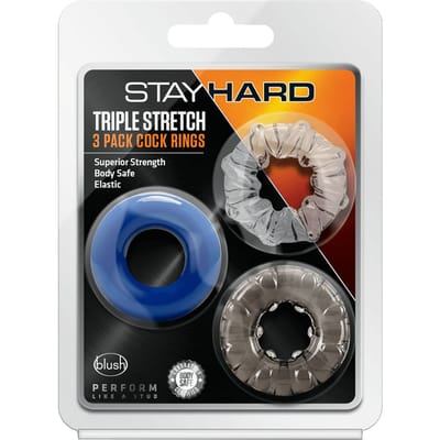 Blush Stay Hard Triple Stretch 3pack Cockrings Penisring - Multicolor
