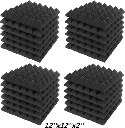 Famanu – Akoestische geluidsschuimpanelen, set van 24 stuks, 30 x 30 x 5 cm, geluidsisolatie voor studio en kantoor