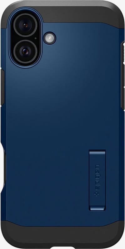 Spigen Tough Armor Hoesje Geschikt voor Apple iPhone 16 | Compatibel met MagSafe | Back Cover Militaire Standaard | Kickstand | Blauw