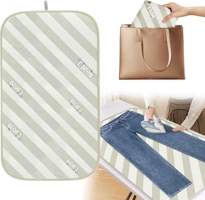 Strijkmat voor stoomstrijkijzers, opvouwbare strijkondersteuning voor tafel, antislip strijkmat voor reizen met streepjespatroon, strijkmat voor tafel, 70x40cm, Groen