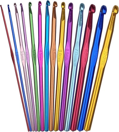 Haaknaaldenset 14 stuks - Kleurige Aluminium Haaknaalden 2-10 mm voor Breien - Ergonomische Breigereedschappen
