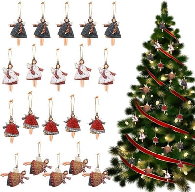 20 Stuks Kerstdecoratie, Engel Hanger voor Kerstboom, Versiering voor Feestdagen en Partijen