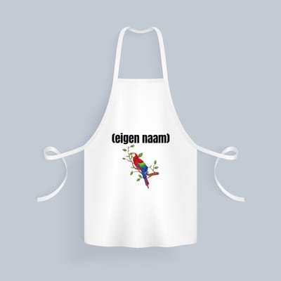 Akyol - papegaai op een tak met eigen naam Keukenschort - Papegaai - papegaai liefhebbers - iemand die houdt van papegaaien - verjaardag - cadeau - kado - 82 bij 71 cm