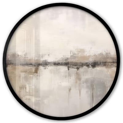 Poster in lijst Rond - Fotolijst 40x40 cm - Posters - Moderne kunst - Abstract - Beige - Ronde posterlijst zwart - Decoratie - Wanddecoratie woonkamer - Muurdecoratie slaapkamer