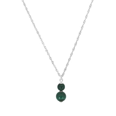 ARLIZI 2442 Ketting groen malachiet kralen hanger - sterling zilver - 46 cm