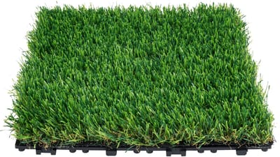 In Elkaar Grijpende Kunstgrastegelset, 18-Pak 305 X 305 mm, Synthetisch Kunstgras met Zelf Drainerende Mat voor Binnen- En Buitenvloeren, Perfect voor Entrees, Hondenmatten En Multifunctioneel Gebruik