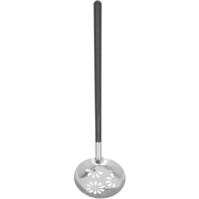 Louche à Pot Chaud en Acier Inoxydable Anti-Échaudure Isolation Thermique Long Manche Louche à Hotpot Manche en Bambou Black Handle Leaky Spoon