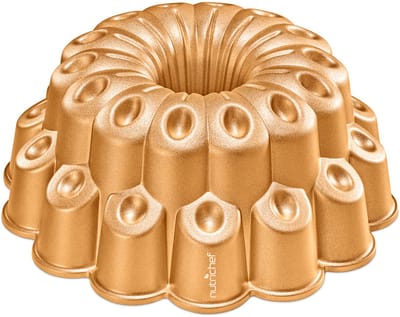 NutriChef Tulband Taartvorm- 9 Inch Gouden Marquise Cakevorm - Dik & Stevig Gietaluminium - Cakevorm met Geprofileerde Randen voor Makkelijk Loskomen - Non-stick Hittebestendige Coating
