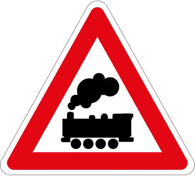 Overweg zonder slagbomen bord - J11 | gecoat dibond materiaal | 15 cm