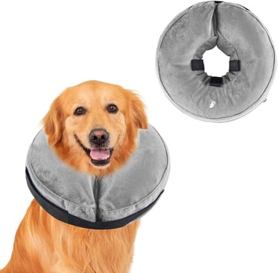Halsband voor honden, verstelbare hondenkraag, lekbescherming, beschermende kraag, kat, hondenhalsband, zachte halsband voor herstel na operaties of wonden, Grijs, XL