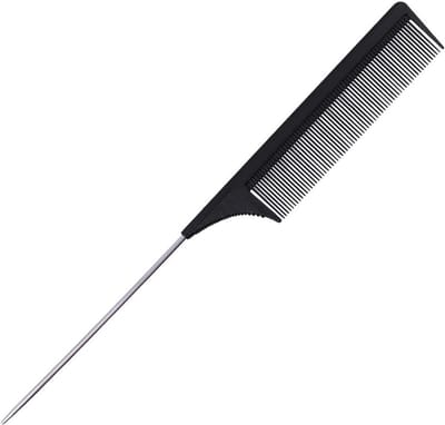 Professionele Koolstofvezel Haarkam met Metalen Punt voor Kapsalon en Thuisgebruik (Zwart)