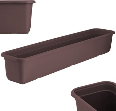KADAX Wamat, 80 cm, balkonbak van hoogwaardige kunststof, plantenbak voor binnen en buiten, bloempot voor balkon, terras, vensterbank, bruin