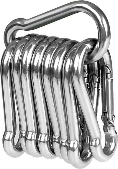 Dailygoods- Karabijnhaak 50 mm - 10 Stuks - Roestvrij Staal - Hittebestendig - Slijtvast - Stevig en Duurzaam - Carabiner