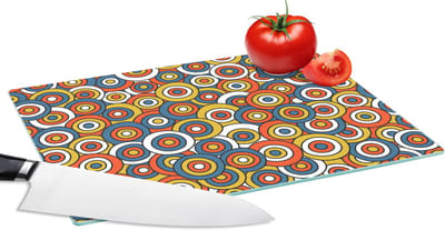 Glazen Snijplank - 28x20 - Patroon - Retro - Cirkel - Snijplanken Glas