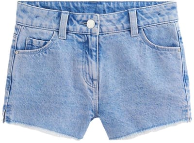 Next - Meisjes - Denim short met gerafelde rand en standaardlengte - Blauw