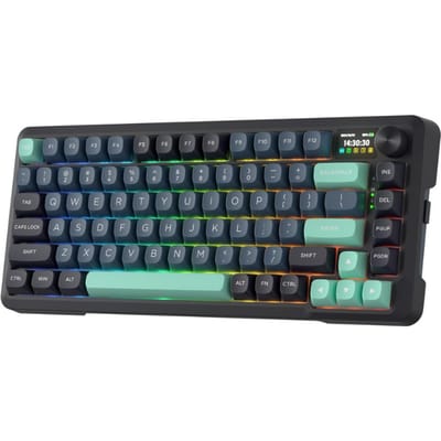 Redragon K724 PRO gamingtoetsenbord met draadloze pakking, hype-scherm en knop, mechanisch toetsenbord met 81 toetsen, Mint Mambo-schakelaars
