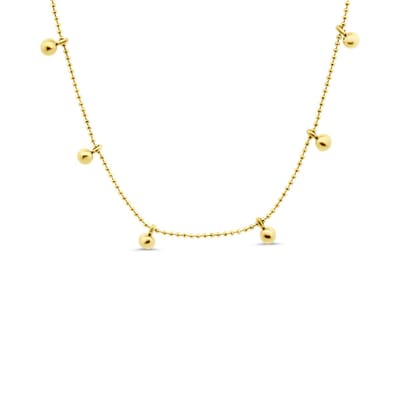 CO88 Collection - 8CN-26468 - fijne kralenketting vrouwen met balletjes - goudkleurig